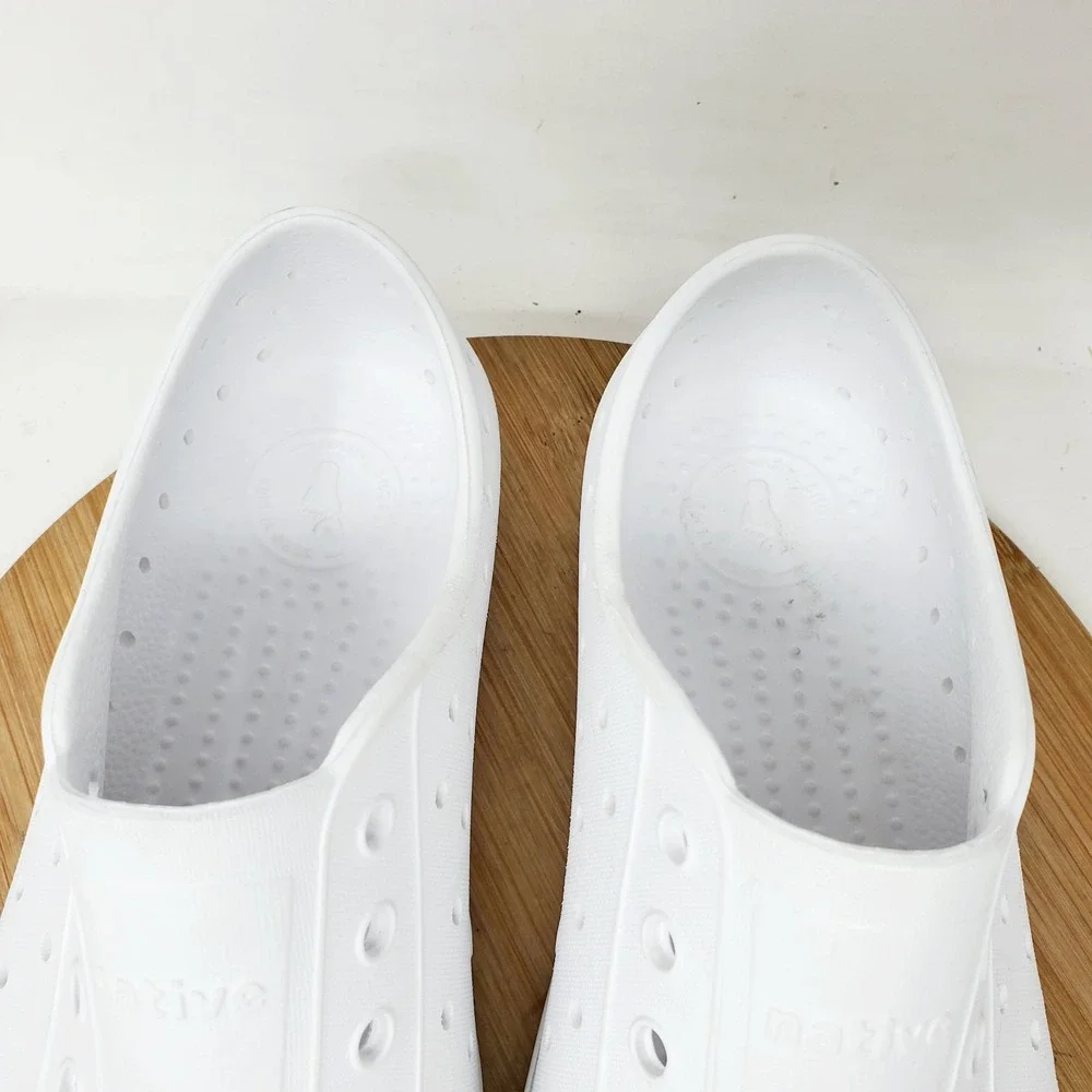 Native Jefferson Shoes Big Kids 3 Girls Boys White Slip On Sandal Play School J3